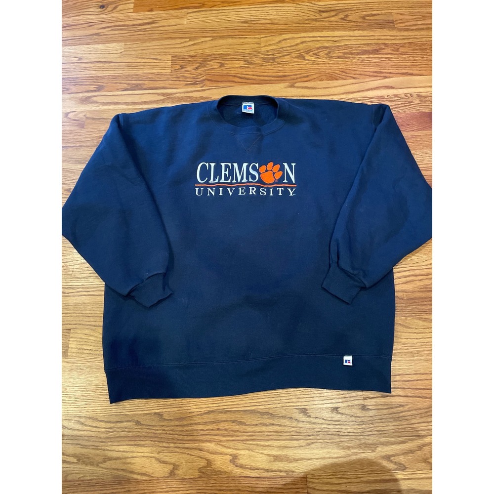 Vintage Russell Athletic Mens Sweatshirt XXL Navy Clemson University Made in USA